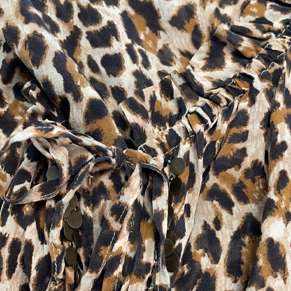 VS Moda International Silk Leopard Print Boho Sheer Top Sz M - Picture 11 of 12